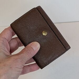 Coach Key Case Outlet F73992 QBBK Leather Brown Compact Trifold crossgrain As Is
